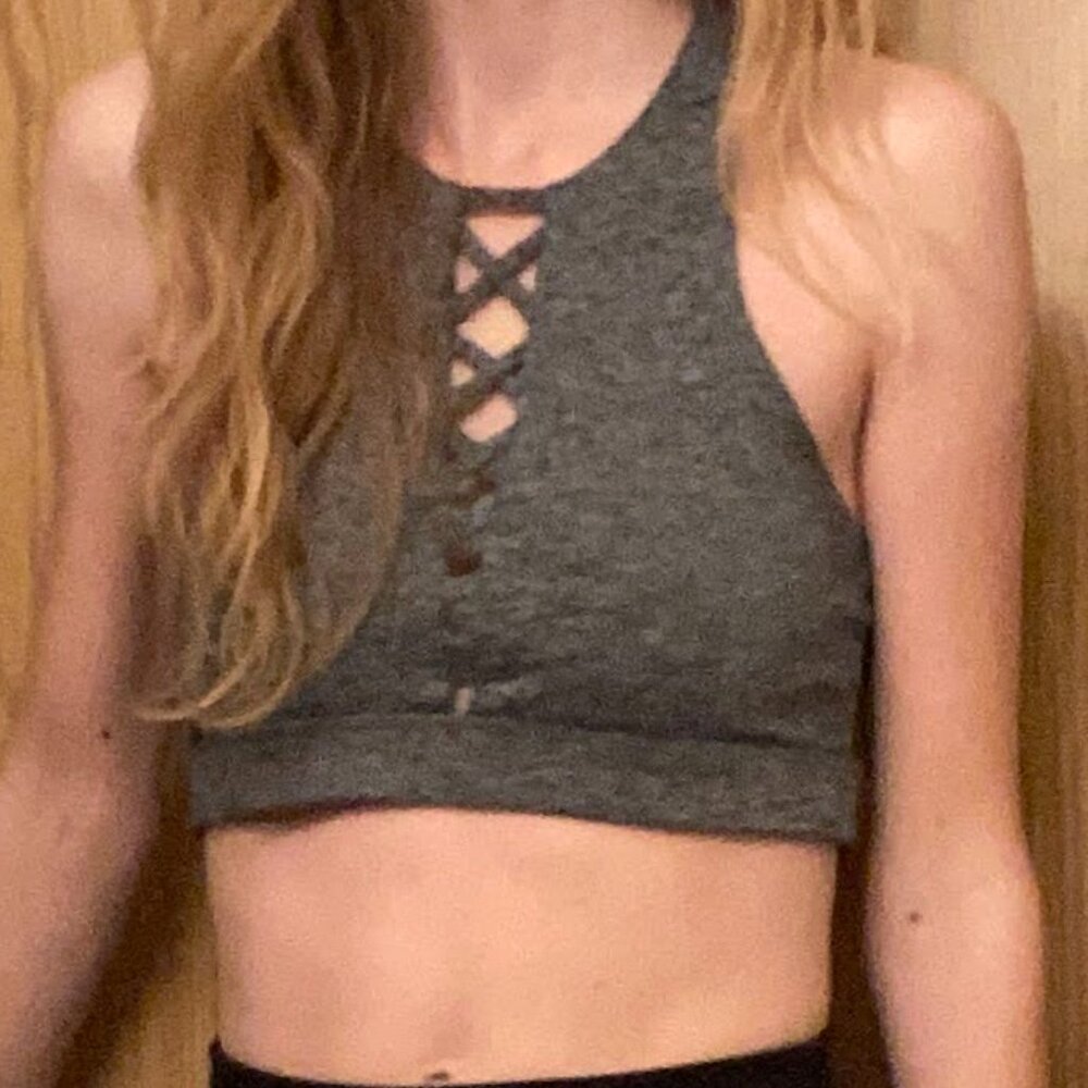 Gray Racerback Sports Bra